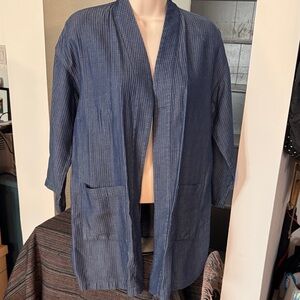 Eileen Fisher XXS open front jacket blue